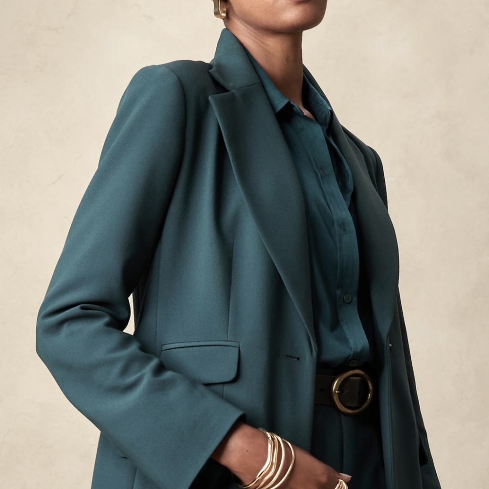 Luxury Teal Banana Republic Riding Jacket